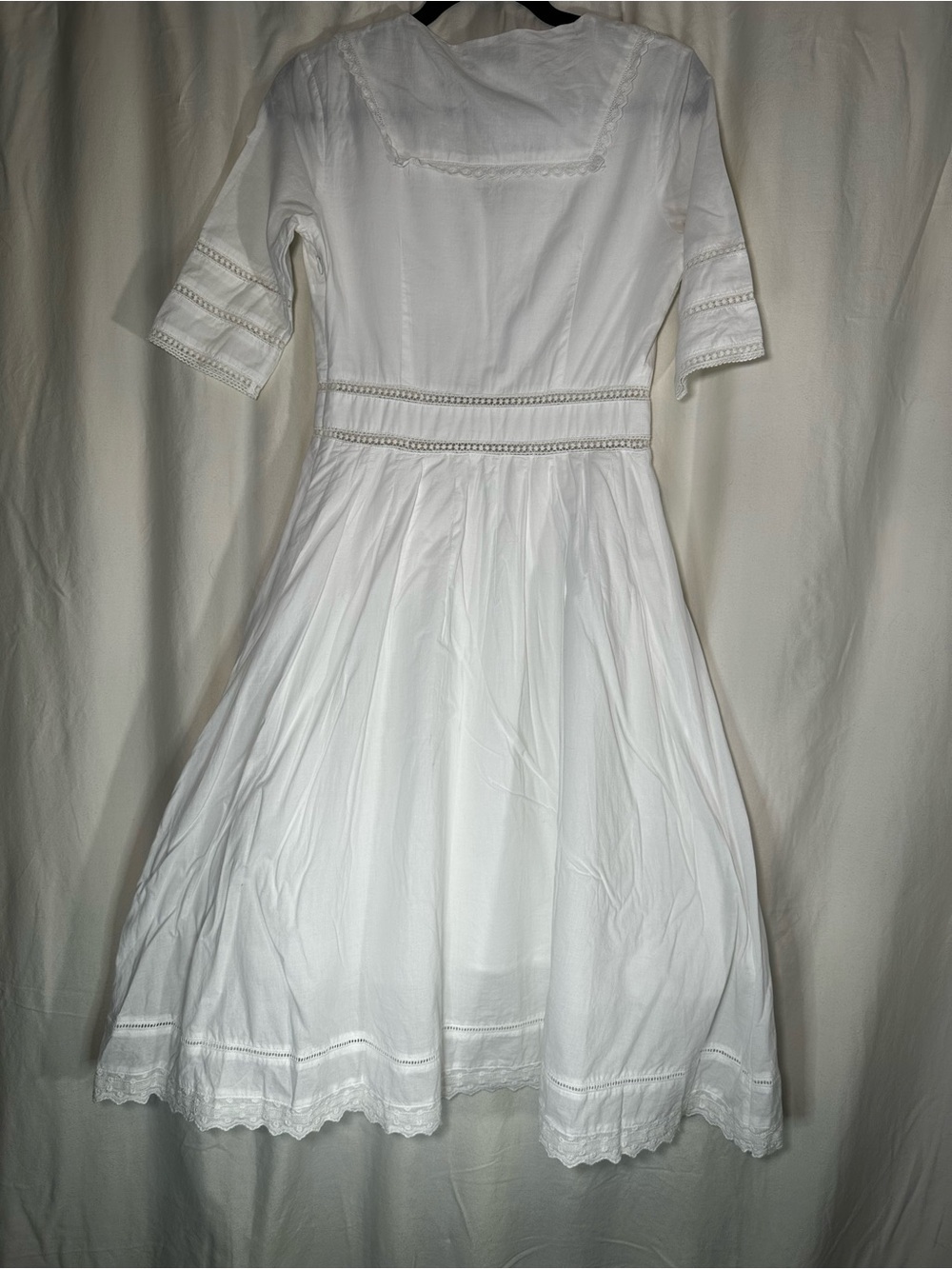 Simple Retro White Fiona Dress bridal embroidery vintage feminine cottagecore - Picture 6 of 10